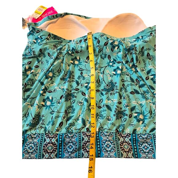 A SHORE FIT! Blue Boho Print Swim Top Removable /Convertible Straps Size XXL - Picture 6 of 7